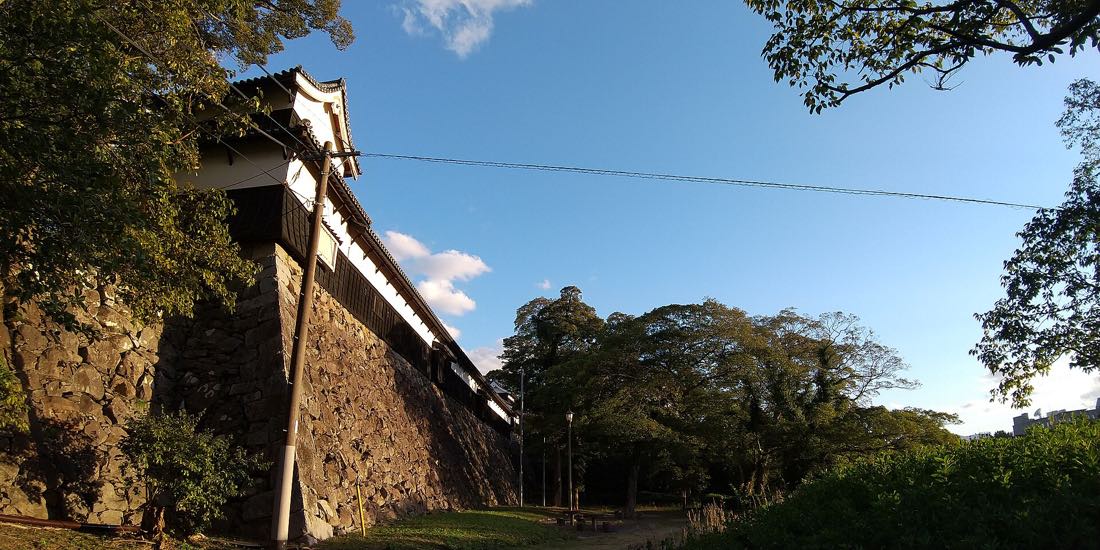 The Tamon-yagura turret standing on the walls of the Fukuoka Castle ruins